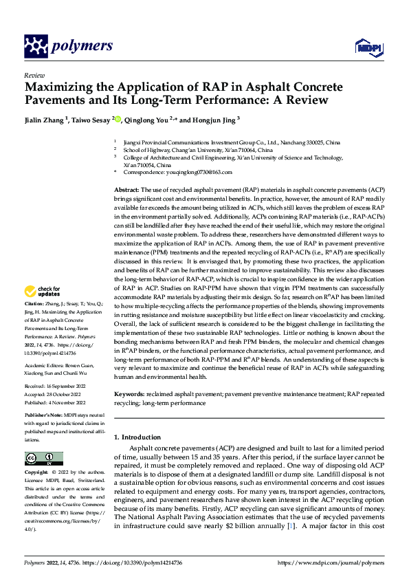 (PDF) Maximizing the Application of RAP in Asphalt Concrete Pavements ...