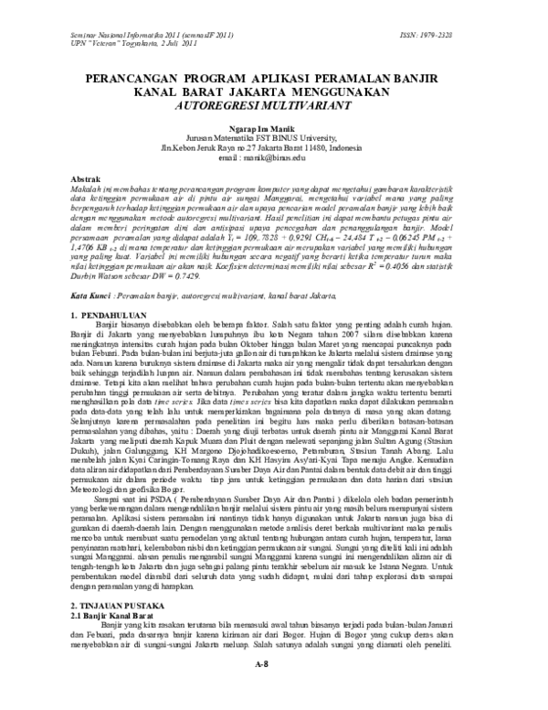 (PDF) A-8 Perancangan Program Aplikasi Peramalan Banjir Kanal Barat ...