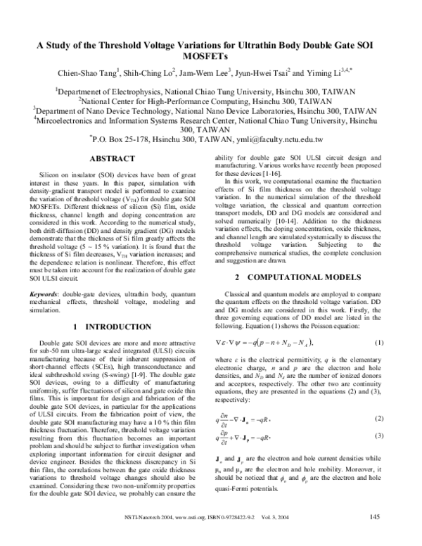 (PDF) A Study of the Threshold Voltage Variations for Ultrathin Body ...