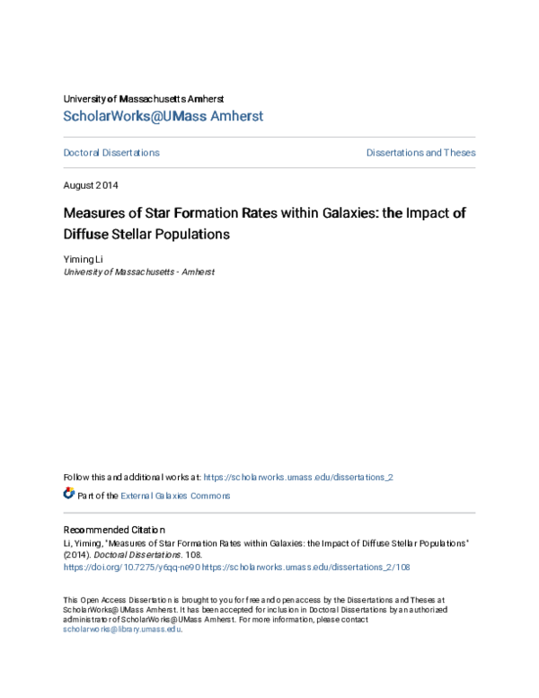 (PDF) Measures of Star Formation Rates within Galaxies: the Impact of ...