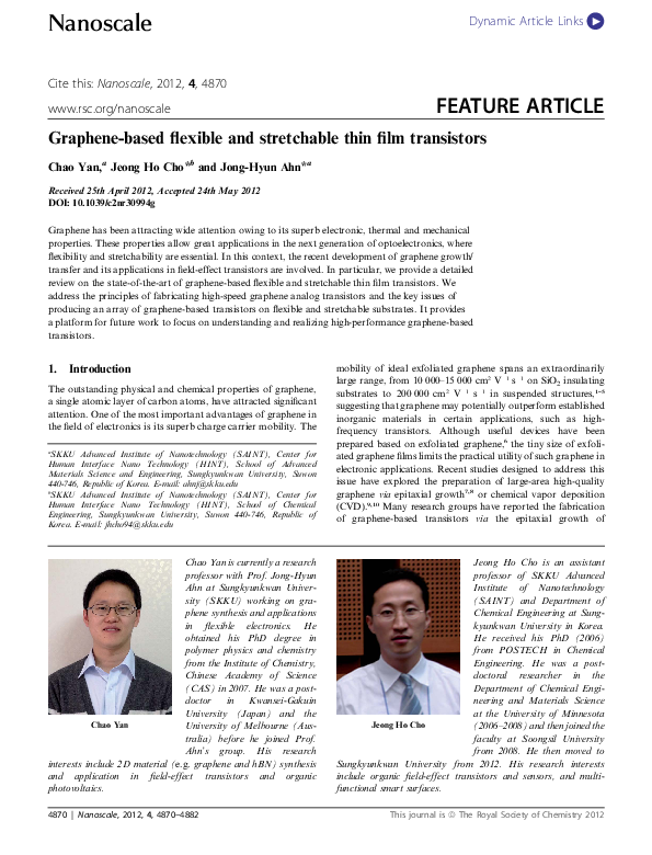(PDF) Graphene-based flexible and stretchable thin film transistors