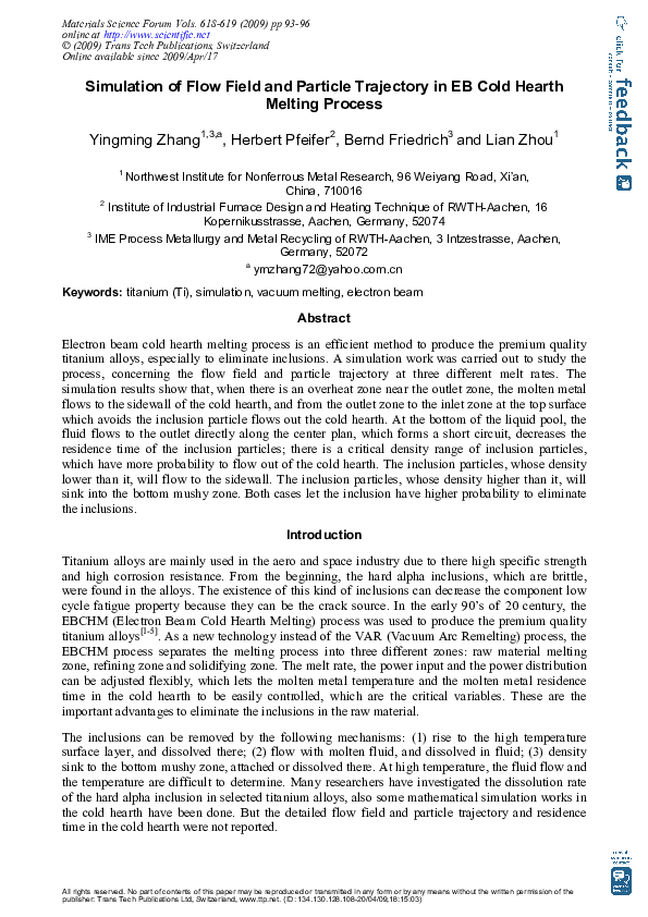 (PDF) Simulation of Flow Field and Particle Trajectory in EB Cold ...