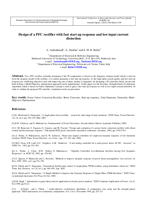 (PDF) Design of a PFC rectifier with fast start up response and low ...