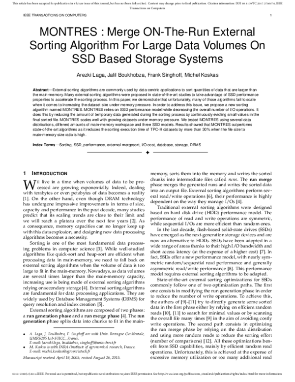 (PDF) MONTRES : Merge ON-the-Run External Sorting Algorithm for Large ...