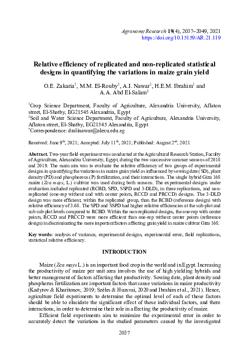 (PDF) Relative efficiency of replicated and non-replicated statistical ...