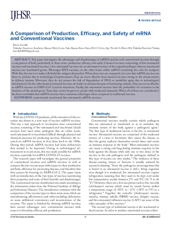 (PDF) A Comparison of Production, Efficacy, and Safety of mRNA and ...