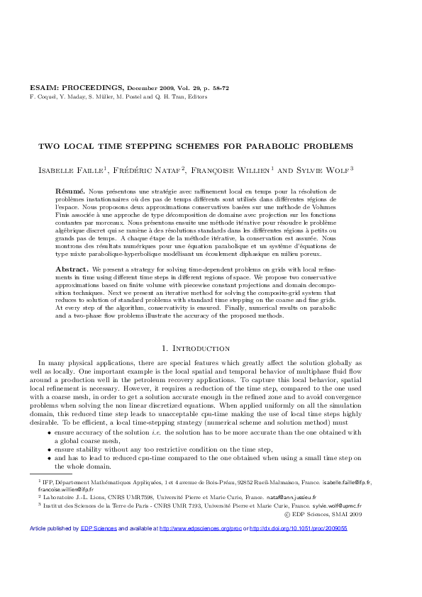 (PDF) Two local time stepping schemes for parabolic problems