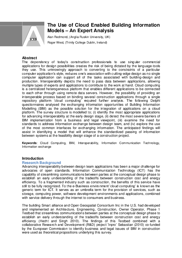 (PDF) The use of cloud enabled building information models – an expert ...