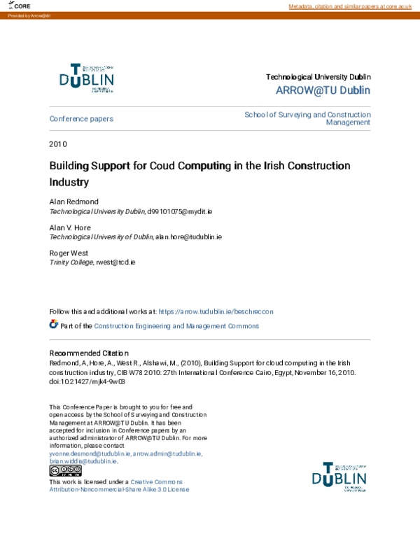 (PDF) Building Support for Coud Computing in the Irish Construction ...