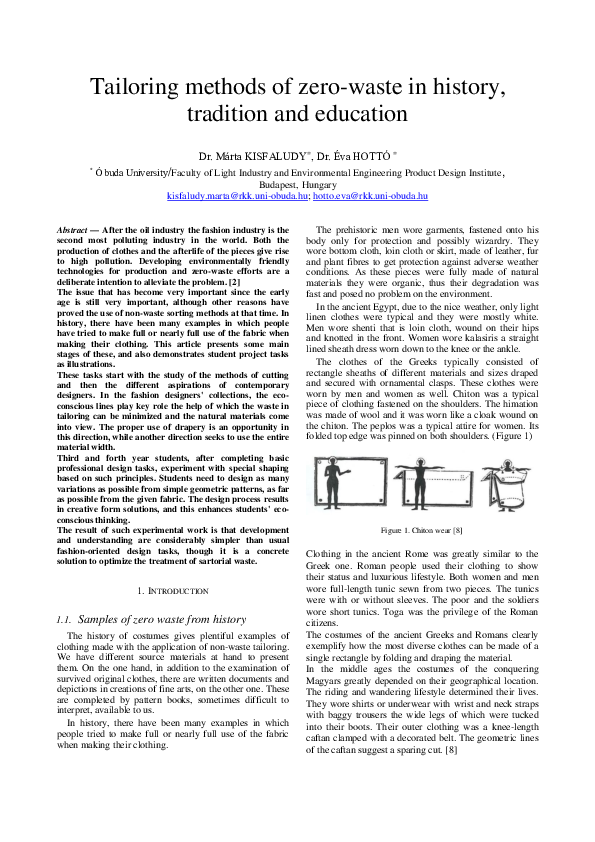 (PDF) Tailoring methods of zero-waste in history, tradition and education