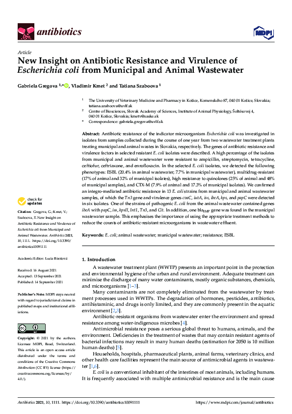 (PDF) New Insight on Antibiotic Resistance and Virulence of Escherichia ...