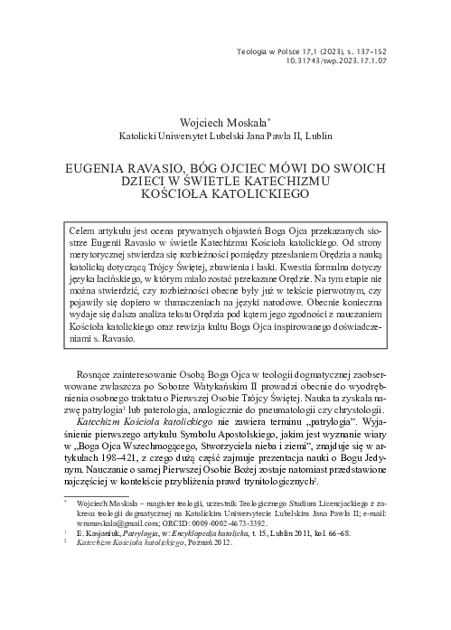 (PDF) E. Ravasio, Bóg Ojciec mówi do swoich dzieci w świetle Katechizmu