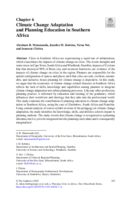 (PDF) Climate Change Adaptation and Planning Education in Southern Africa