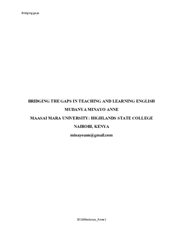 (DOC) BRIDGING THE GAPS IN TEACHING AND LEARNING ENGLISH