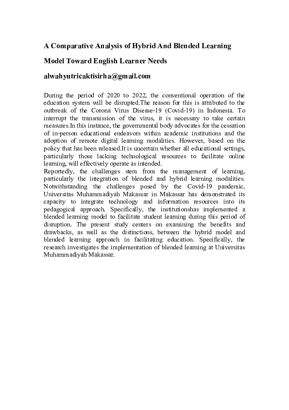 (DOC) A Comparative ANALYSIS Of HYBRID AND BLENDED