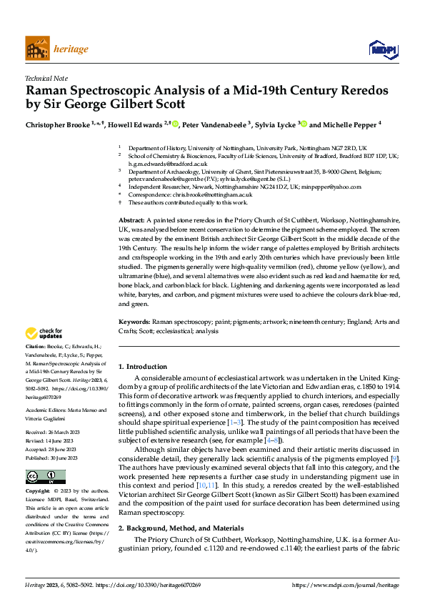 (PDF) Raman Spectroscopic Analysis of a Mid-19th Century Reredos by Sir ...