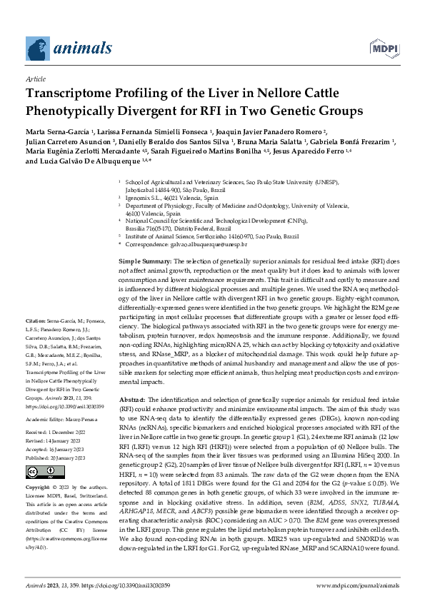 (PDF) Transcriptome Profiling of the Liver in Nellore Cattle ...