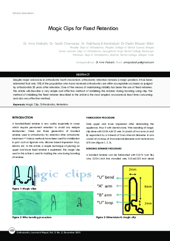 (PDF) Magic Clips for Fixed Retention