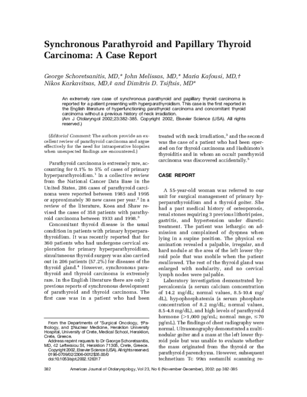 (PDF) Synchronous parathyroid and papillary thyroid carcinoma: A case ...
