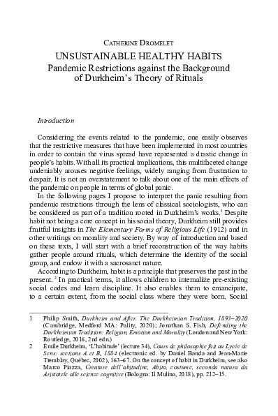 (PDF) UNSUSTAINABLE HEALTHY HABITS Pandemic Restrictions against the ...
