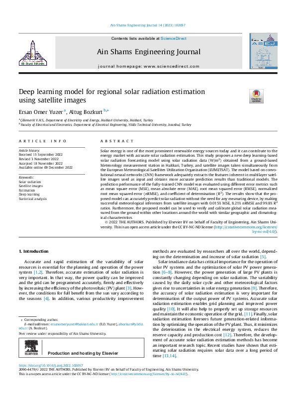 (PDF) Deep learning model for regional solar radiation estimation using ...