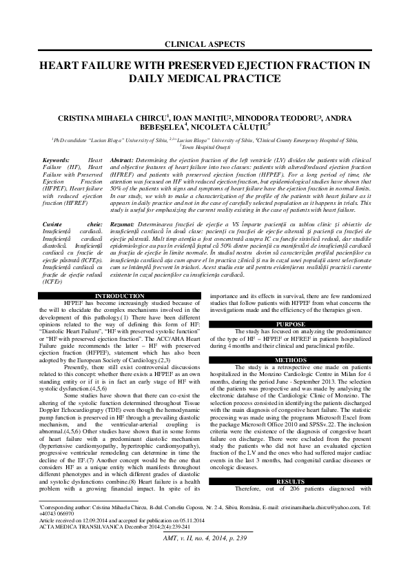 (PDF) Heart Failure with Preserved Ejection Fraction in Daily Medical ...