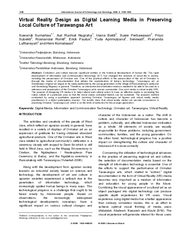 (PDF) Virtual Reality Design as Digital Learning Media in Preserving ...