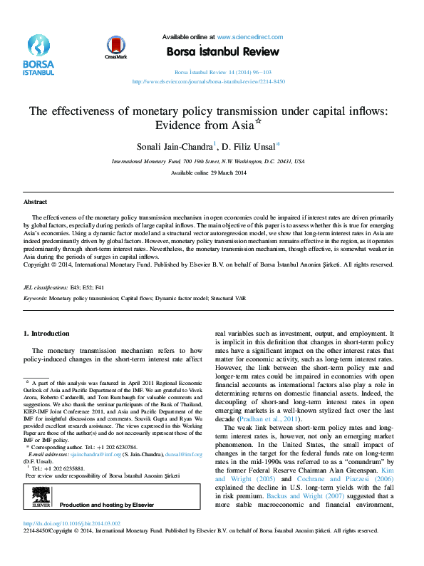 (PDF) The effectiveness of monetary policy transmission under capital ...