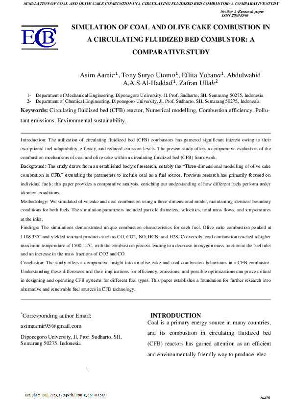 (PDF) SIMULATION OF COAL AND OLIVE CAKE COMBUSTION IN A CIRCULATING ...