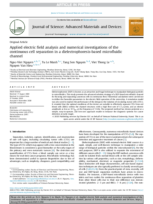 (PDF) Applied electric field analysis and numerical investigations of ...