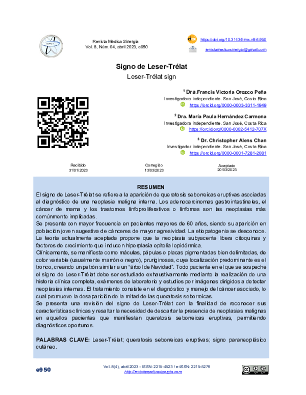 (PDF) Signo de Leser-Trélat