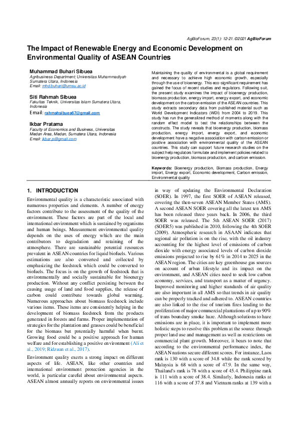(PDF) The Impact of Renewable Energy and Economic Development on ...