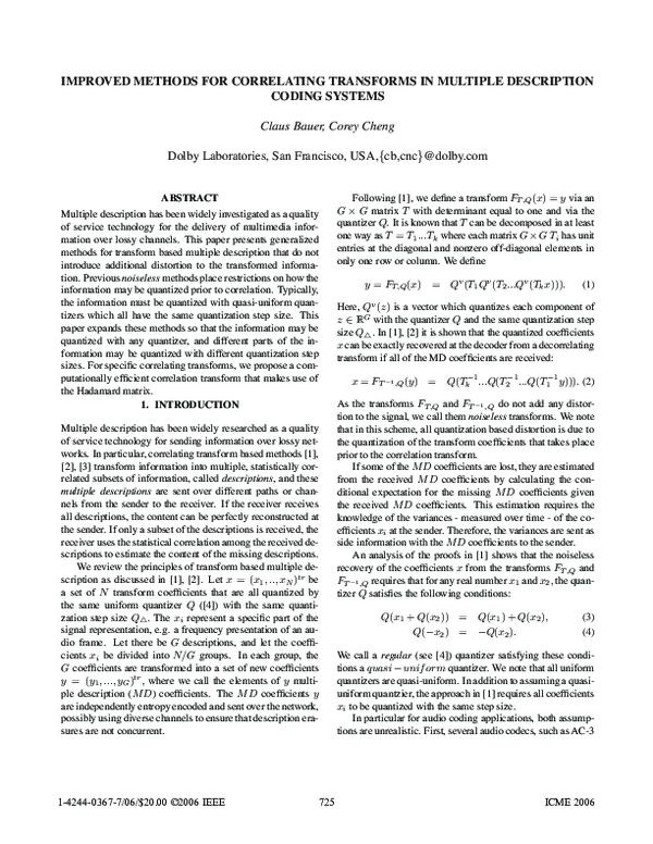 (PDF) Improved Methods for Correlating Transforms in Multiple ...