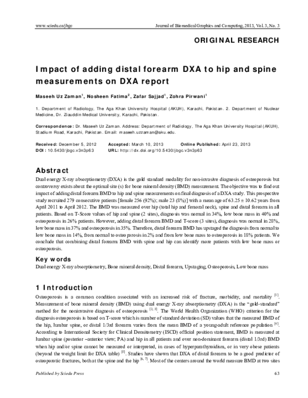 (PDF) Impact of adding distal forearm DXA to hip and spine measurements ...