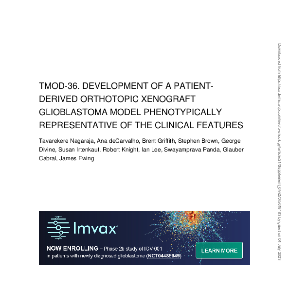 (PDF) TMOD-36. Development of a Patient-Derived Orthotopic Xenograft ...