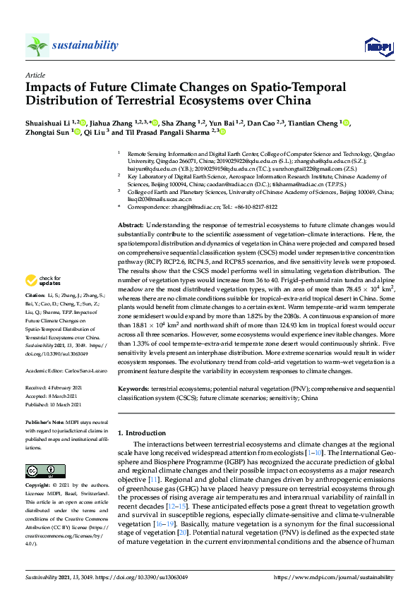 (PDF) Impacts of Future Climate Changes on Spatio-Temporal Distribution ...