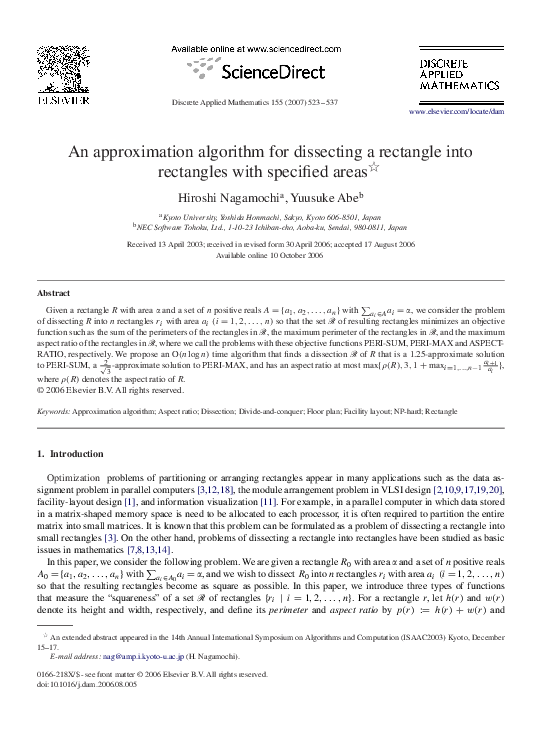(PDF) An approximation algorithm for dissecting a rectangle into ...