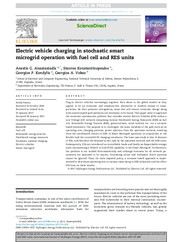 (PDF) Electric vehicle charging in stochastic smart microgrid operation ...