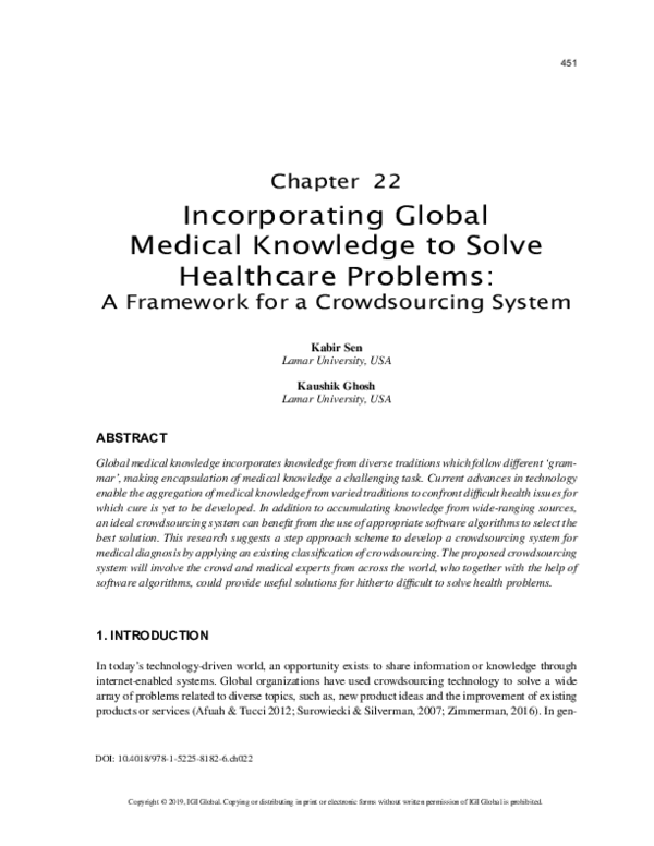 (PDF) Incorporating Global Medical Knowledge to Solve Healthcare Problems