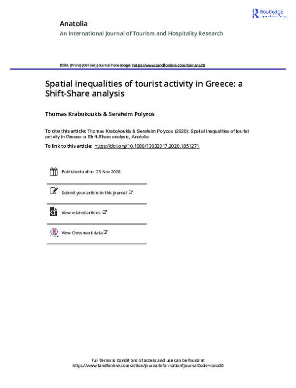 (PDF) Spatial inequalities of tourist activity in Greece: a Shift-Share ...