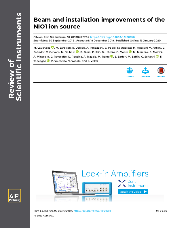 (PDF) Beam and installation improvements of the NIO1 ion source