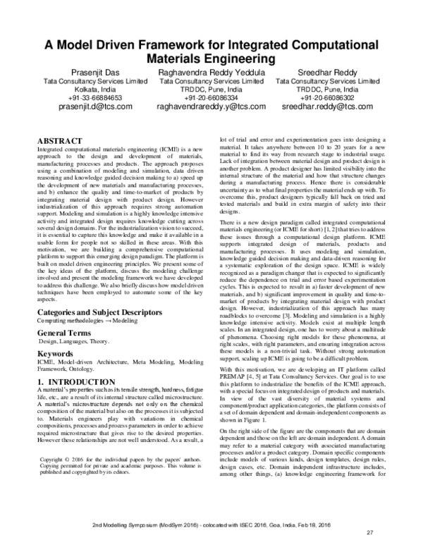 (PDF) A Model Driven Framework for Integrated Computational Materials ...