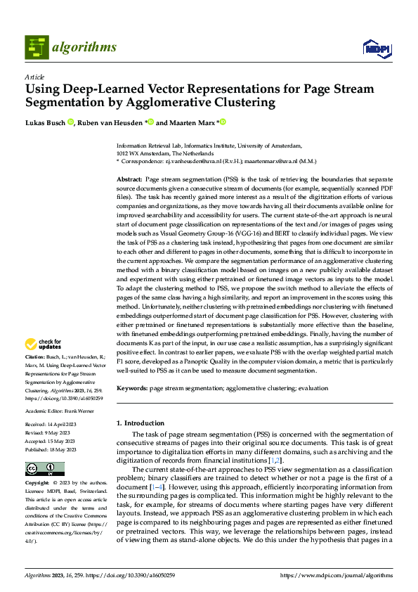 (PDF) Using Deep-Learned Vector Representations for Page Stream ...