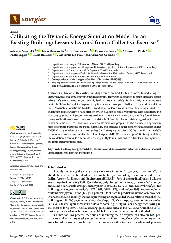 (PDF) Calibrating the Dynamic Energy Simulation Model for an Existing ...