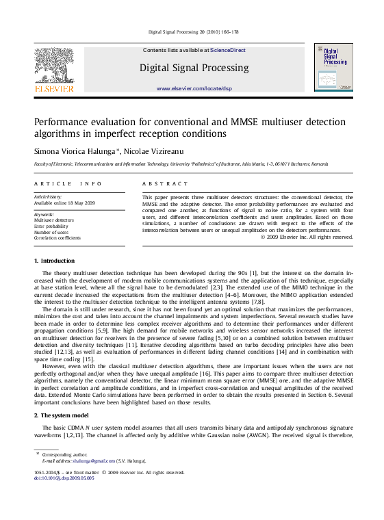 (PDF) Performance evaluation for conventional and MMSE multiuser ...