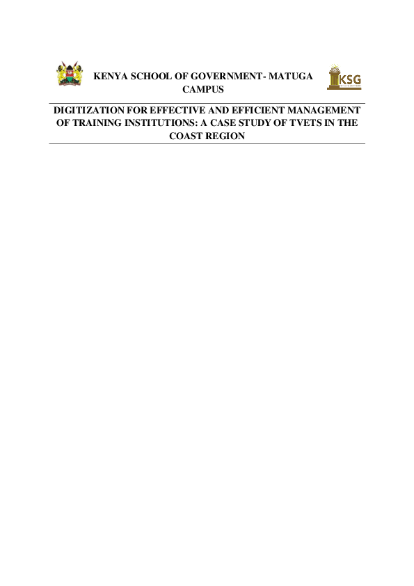 (PDF) KENYA SCHOOL OF GOVERNMENT-MATUGA CAMPUS DIGITIZATION FOR ...
