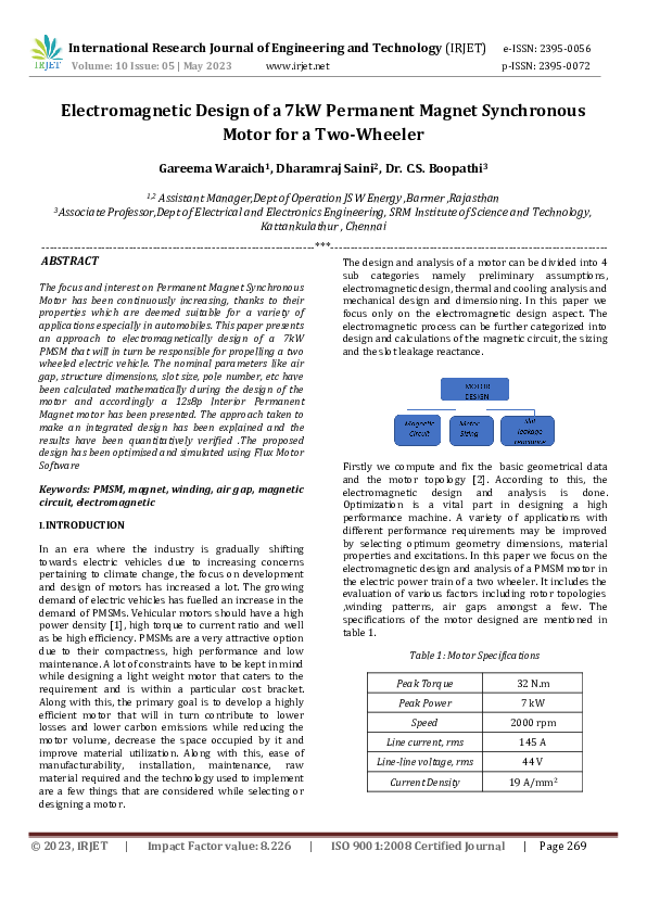 (PDF) Electromagnetic Design of a 7kW Permanent Magnet Synchronous ...