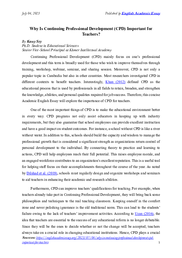 Pdf Why Is Continuing Professional Development Cpd Important For Pdf Why Is Continuing Professional Development Cpd Important For