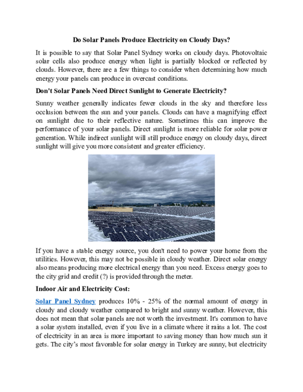 (DOC) Do Solar Panels Produce Electricity on Cloudy Days