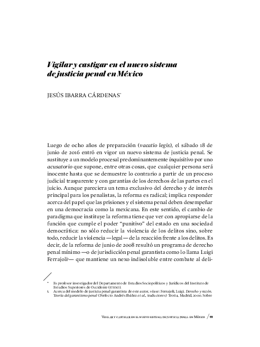 (PDF) Vigilar y castigar en el nuevo sistema de justicia penal en México
